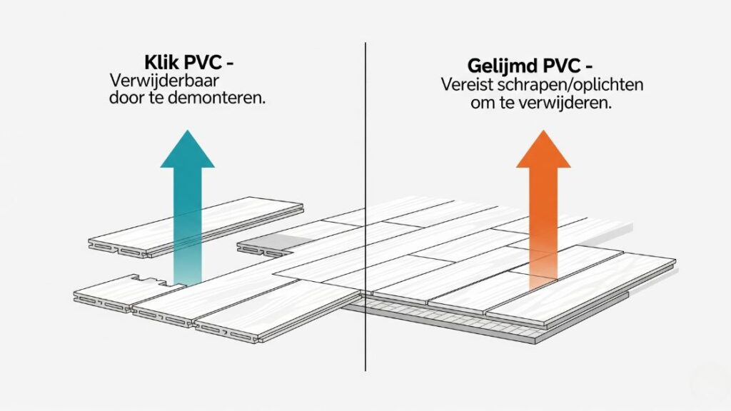 verschil klik en lijm pvc verwijderen