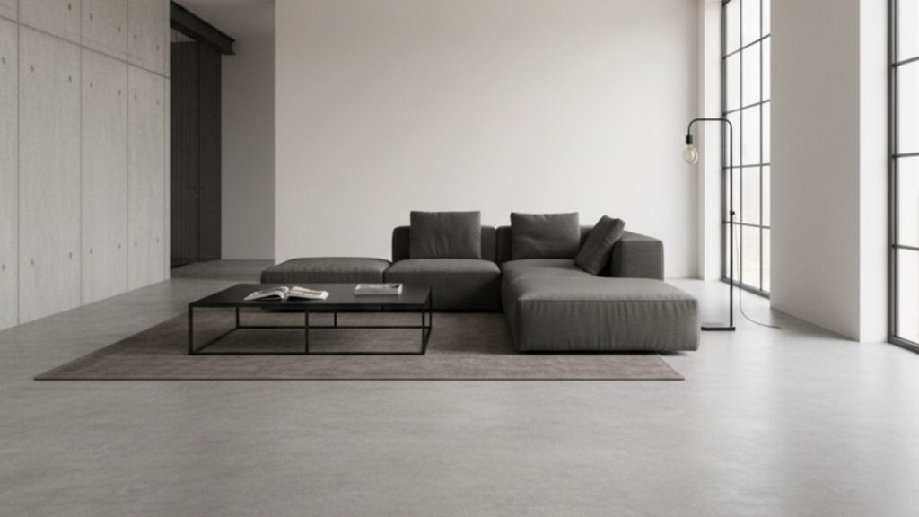 PVC betonlook vloer woonkamer