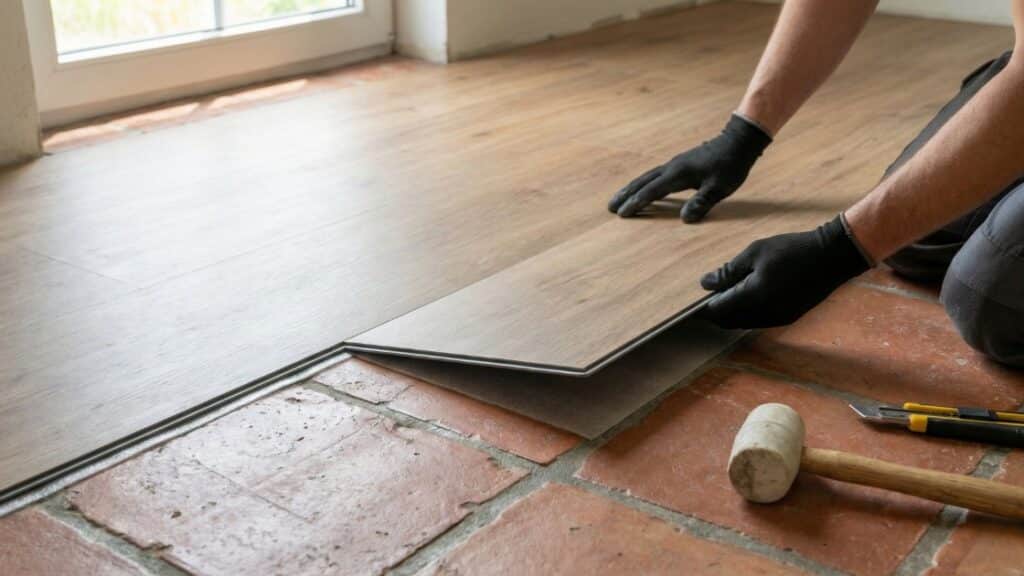 PVC vloer over plavuizen klikken