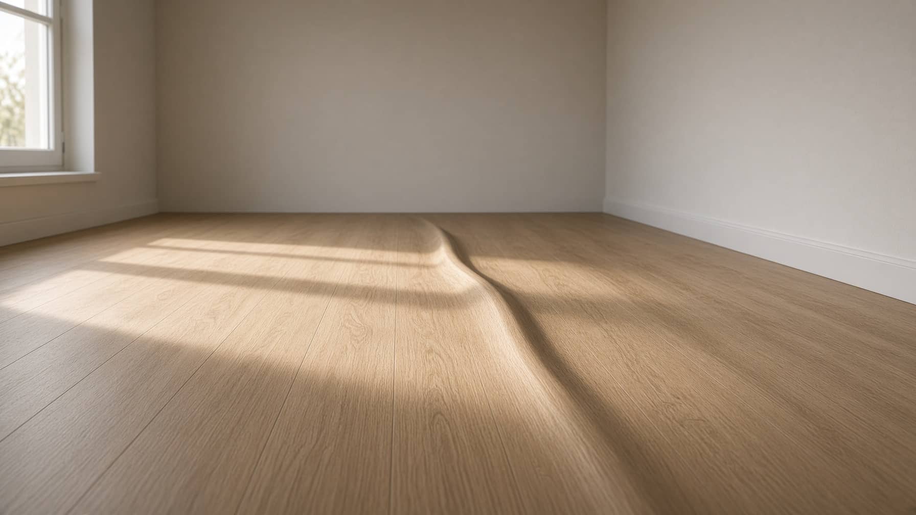 Bolling in een pvc klikvloer doordat de vloer geen ruimte heeft om uit te zetten